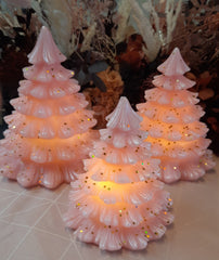 Rosa Julgran Set I 3 Storlekar Med Glitter