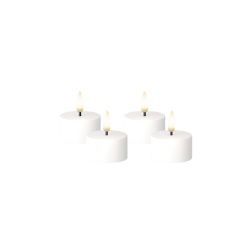LED Mini Värmeljus Flat Top 4 st, Ø 3,8 x 2 cm Vit