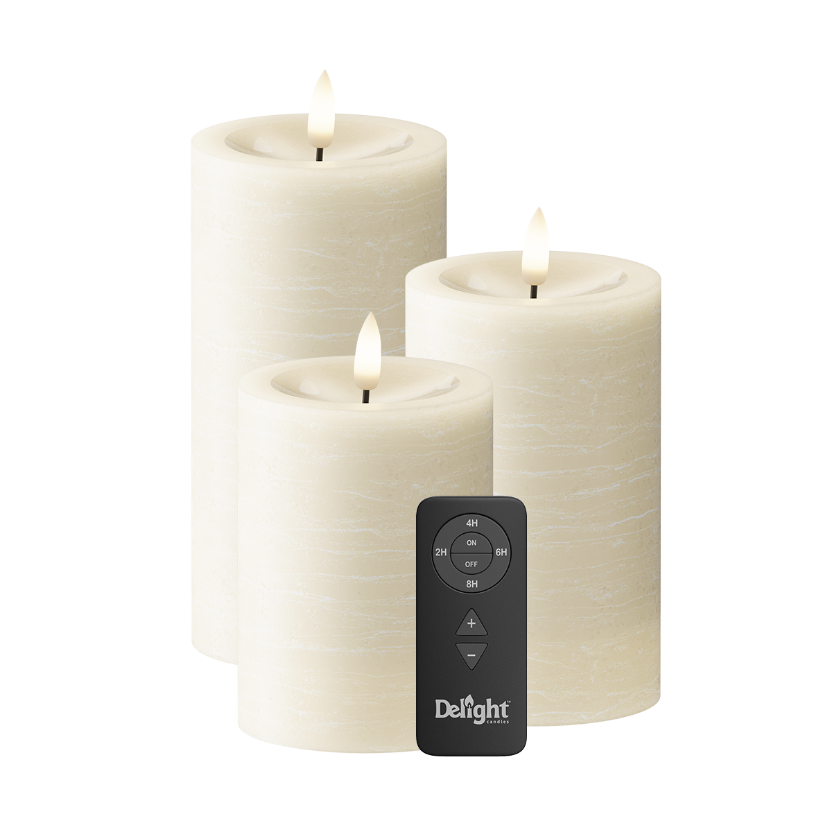 LEDs Vela pilar Pacote de 3, Ø 7,5 x 10/12,5/15 cm Creme