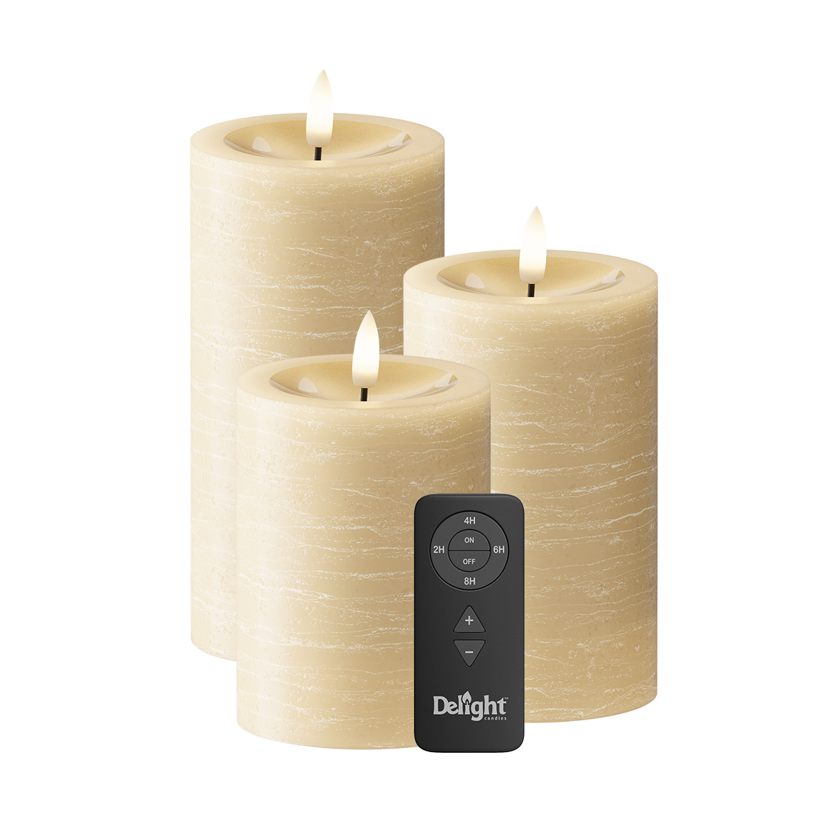 LED Blockljus Förpackning om 3, Ø 7,5 x 10/12,5/15 cm Ljus Karamell
