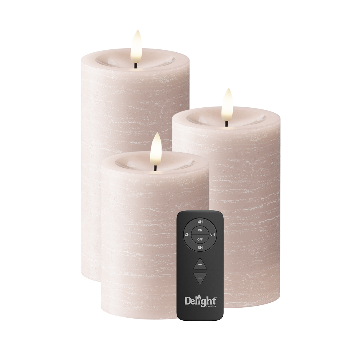 LEDs Vela pilar Pacote de 3, Ø 7,5 x 10/12,5/15 cm Rosa