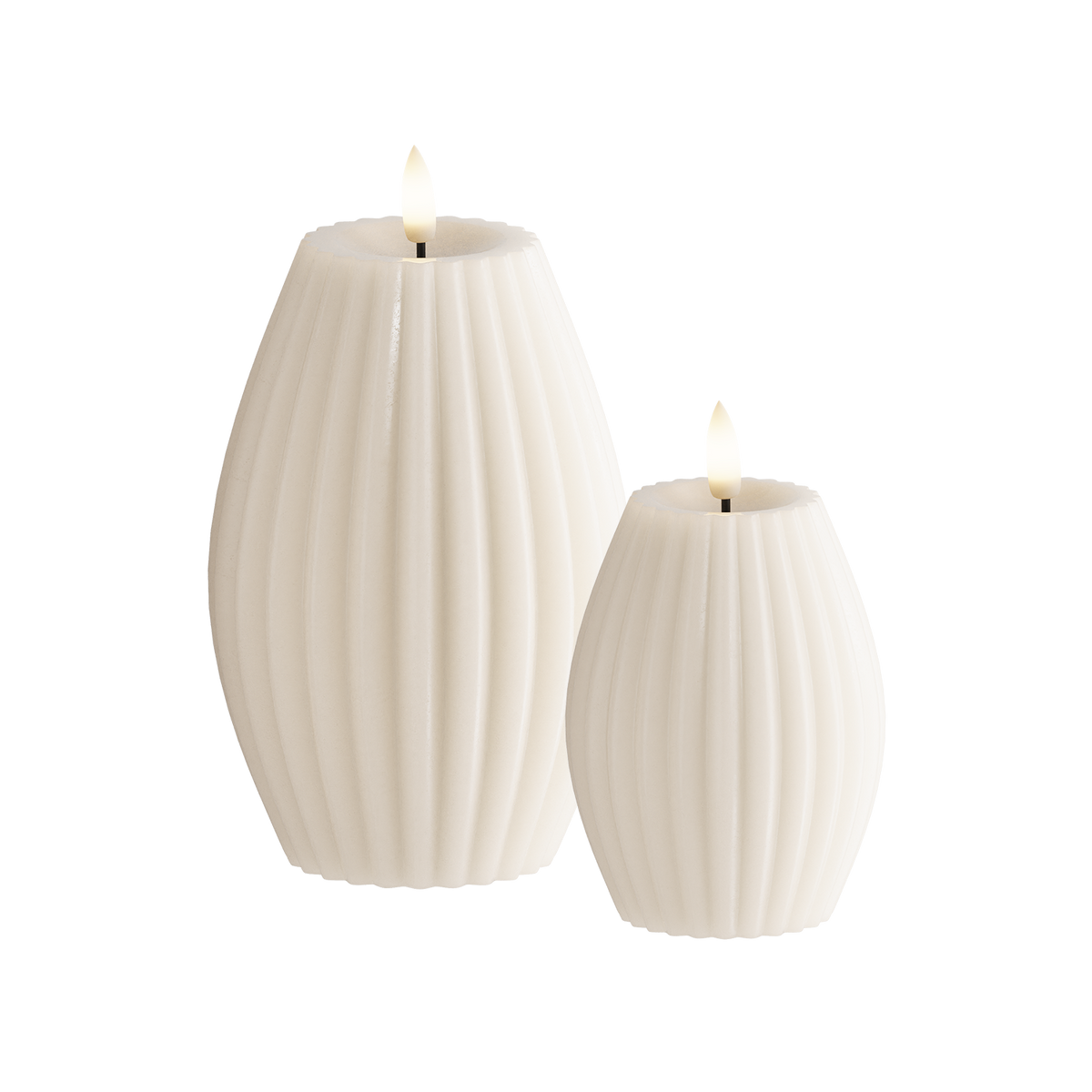 LED Rilleljus 2 st, Ø 7,5 x 10 + Ø 10 x 15 cm Elfenben