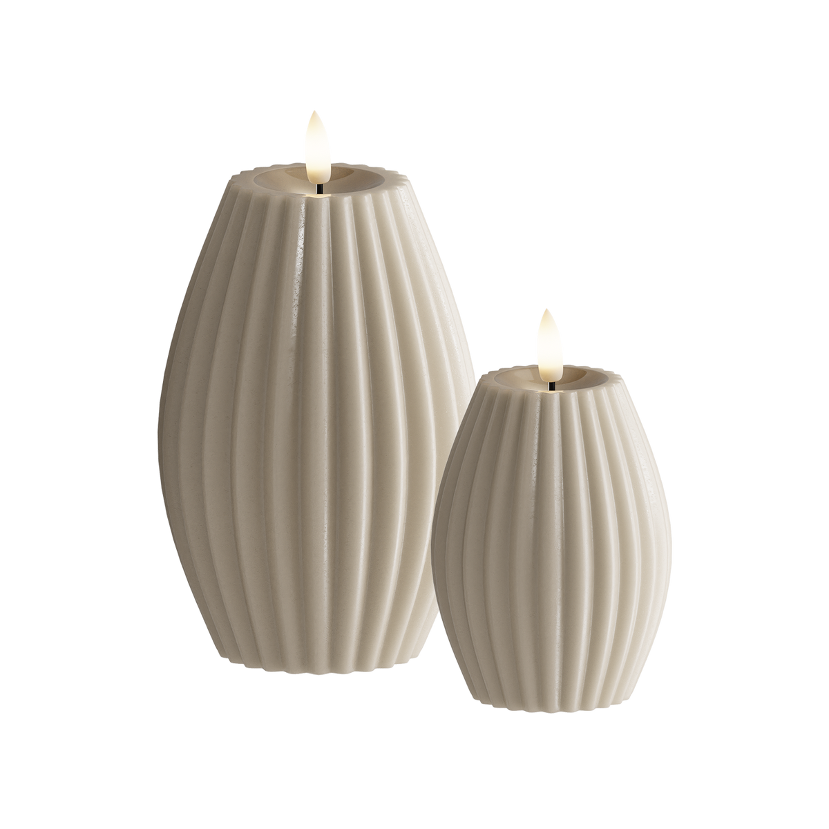 LED Rilleljus 2 st, Ø 7,5 x 10 + Ø 10 x 15 cm Sand