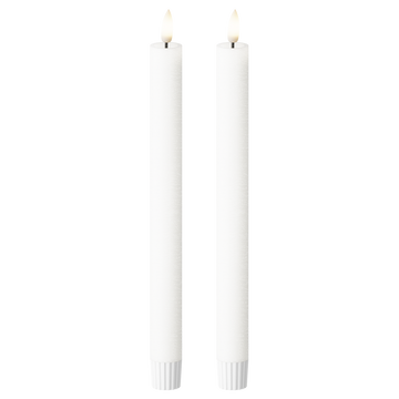 LED Kronelys 2 stk., Ø 2,2 x 24,5 cm Hvit