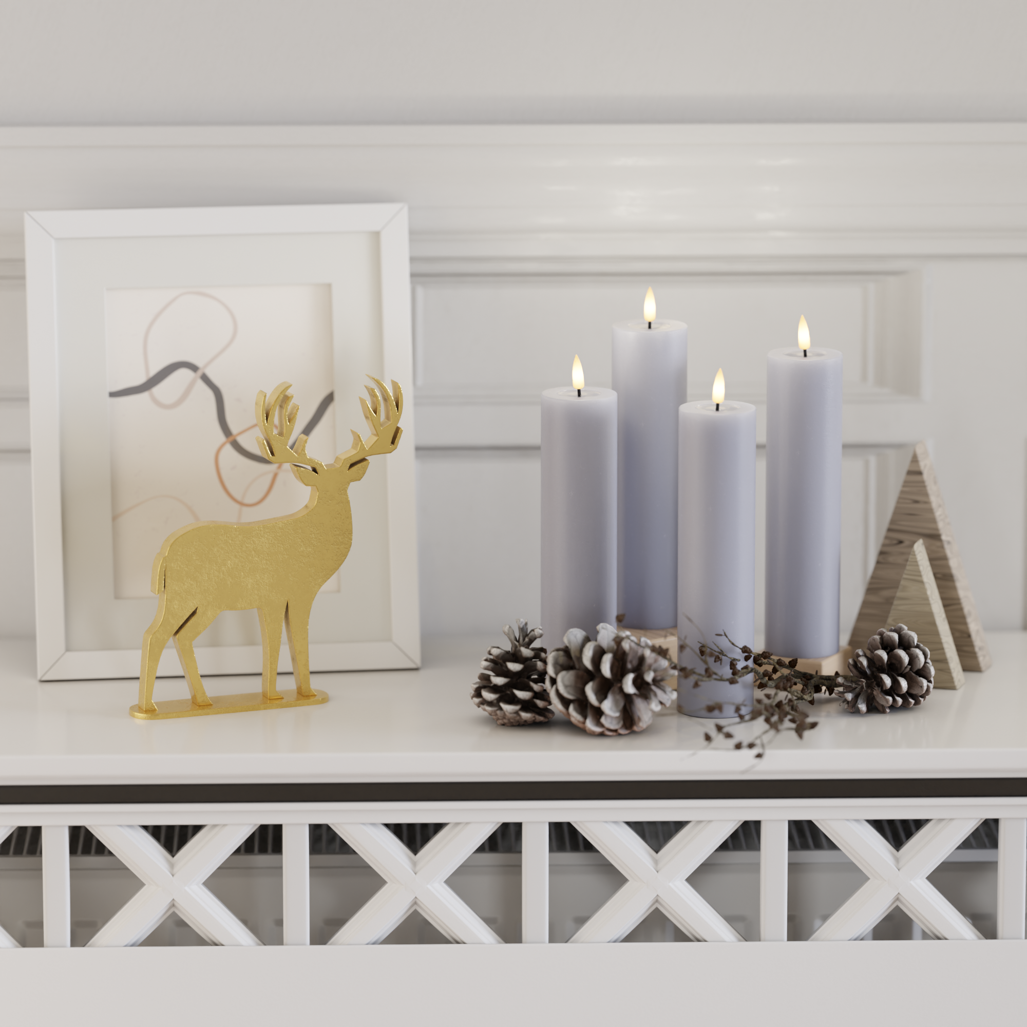 Deluxe Homeart LED Blockljus paket - Stövet blå - 4 stycken 5 x 20 cm 2