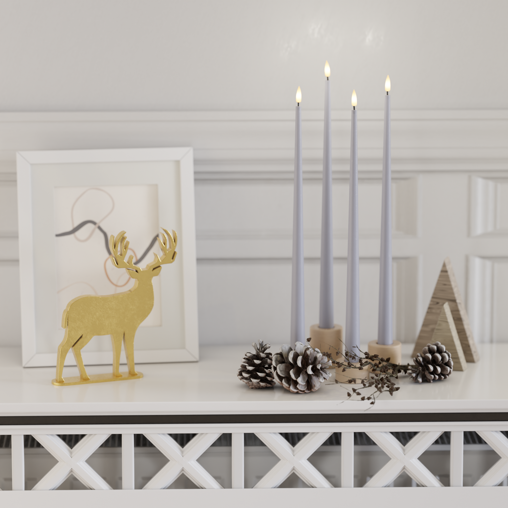 Deluxe Homeart LED Ljus Med Lack paket - Stövet blå - 4 stycken 38 cm 2