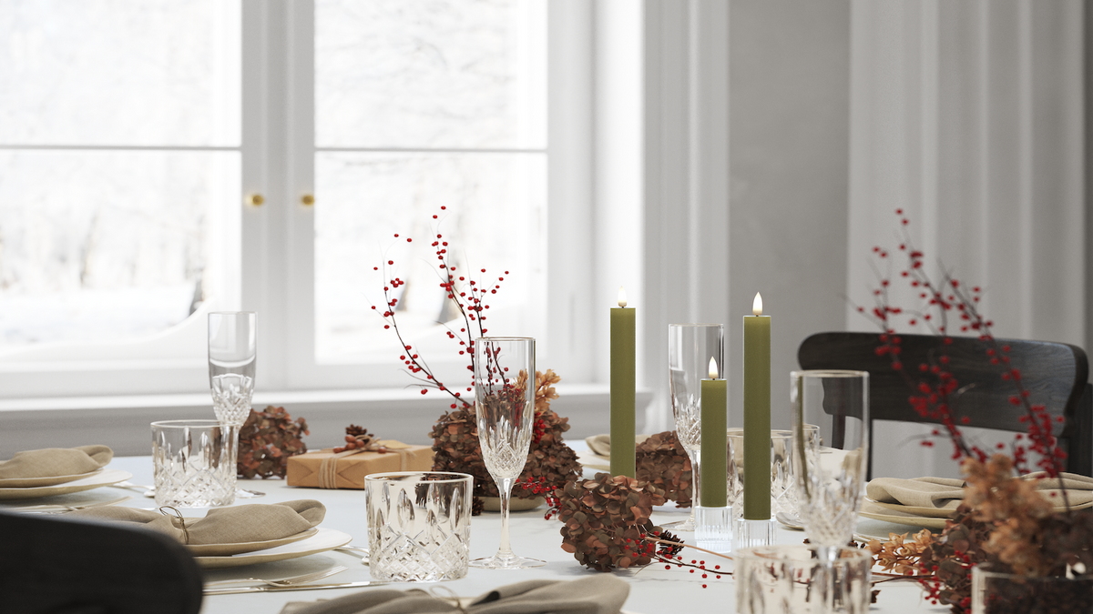 LED Kronlys med naturtro LED flamme