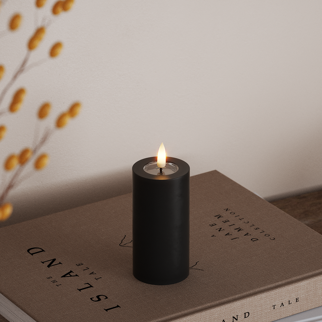 Deluxe Homeart LED Blockljus Ø 5 x 10 cm Svart LED Blockljus 4