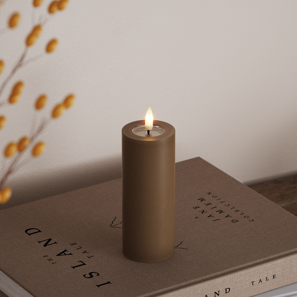 Deluxe Homeart LED Blockljus Ø 5 x 12,5 cm Karamell LED Blockljus 3