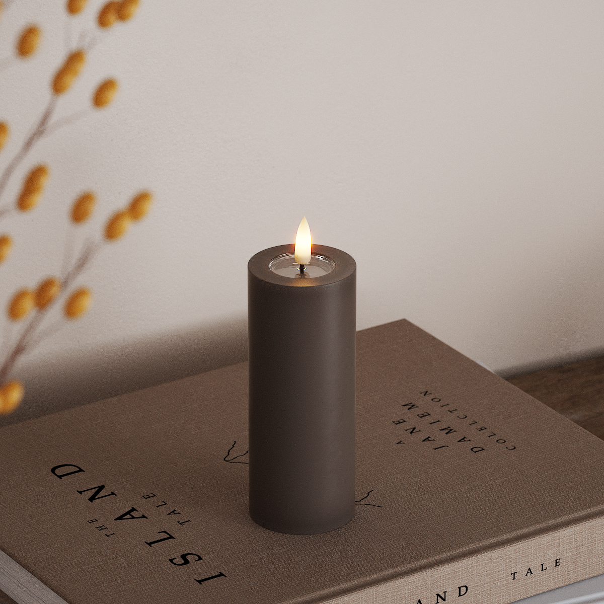 Deluxe Homeart LED Blockljus Ø 5 x 12,5 cm Mocca LED Blockljus 3