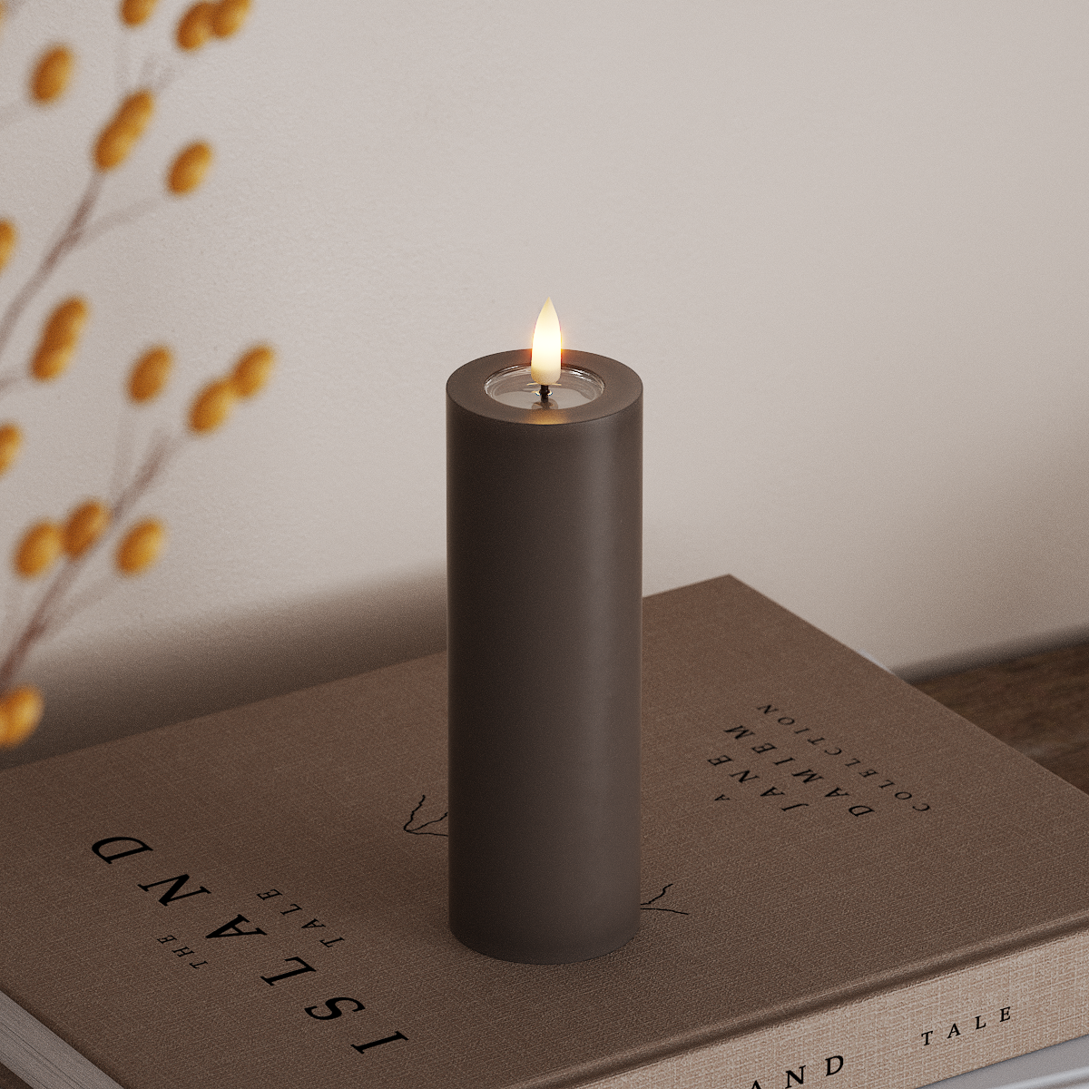 Deluxe Homeart LED Blockljus Ø 5 x 15 cm Mocca LED Blockljus 3