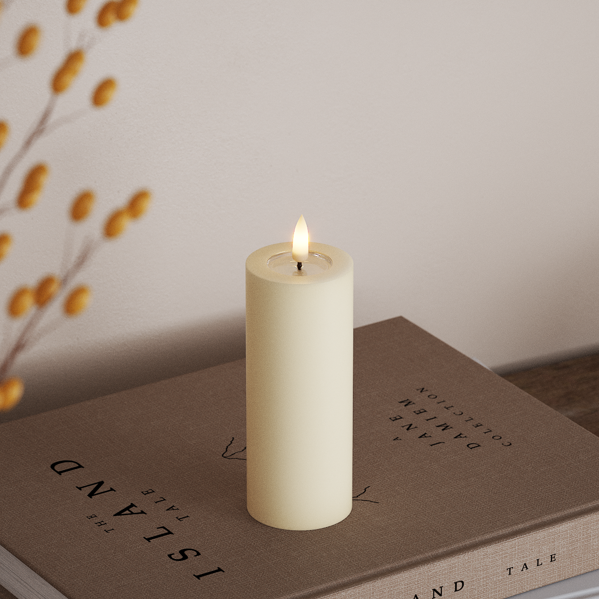 Deluxe Homeart LED Blockljus Ø 5 x 12,5 cm Kräm LED Blockljus 3