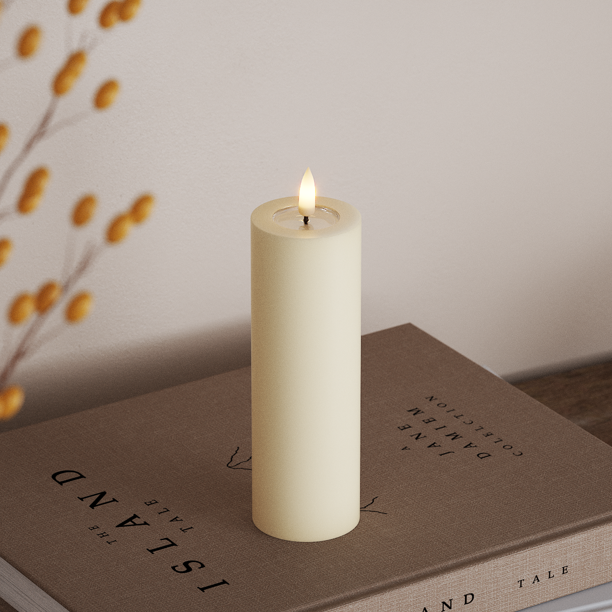 Deluxe Homeart LED Blockljus Ø 5 x 15 cm Kräm LED Blockljus 3