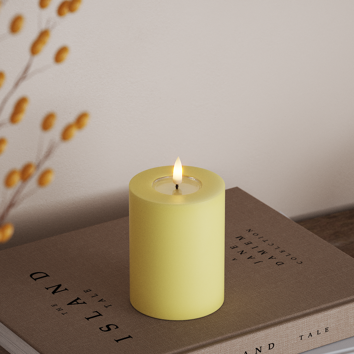 Deluxe Homeart LED Blockljus Ø 7,5 x 10 cm Ljusgul LED Blockljus 3