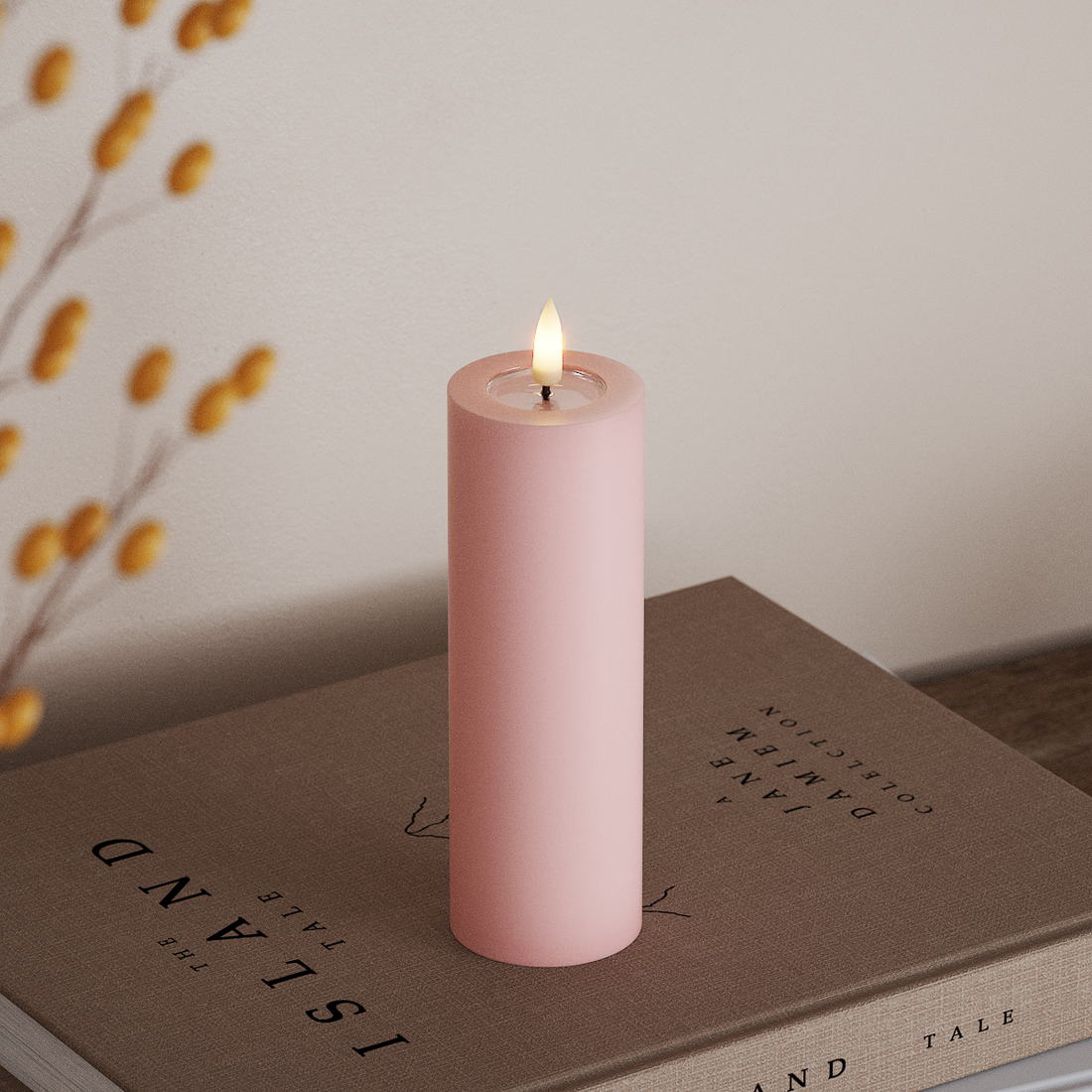 Deluxe Homeart LED Blockljus Ø 5 x 15 cm Ljusrosa LED Blockljus 4