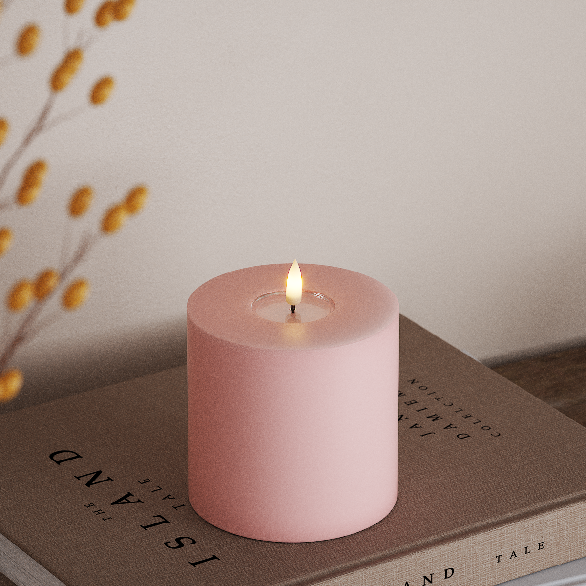 Deluxe Homeart LED Blockljus Ø 10 x 10 cm Ljusrosa LED Blockljus 3