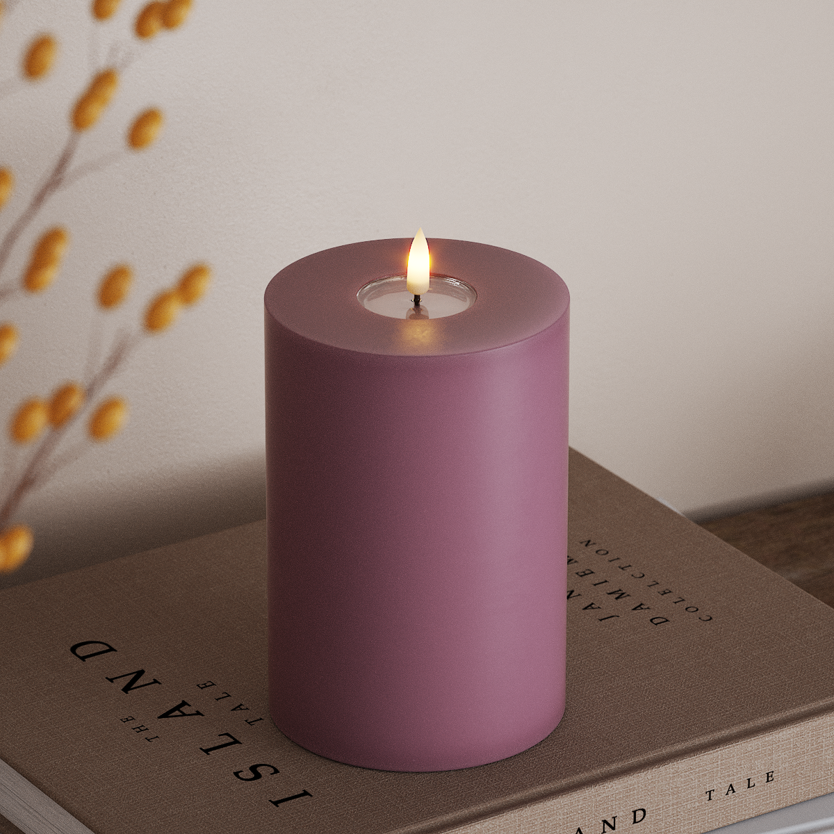 Deluxe Homeart LED Blockljus Ø 10 x 15 cm Ljuslila LED Blockljus 3