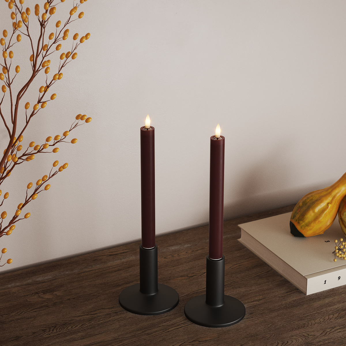 Deluxe Homeart LED Kronljus 2 st, Ø 2 x 24 cm Bourgogne LED Kronljus 3