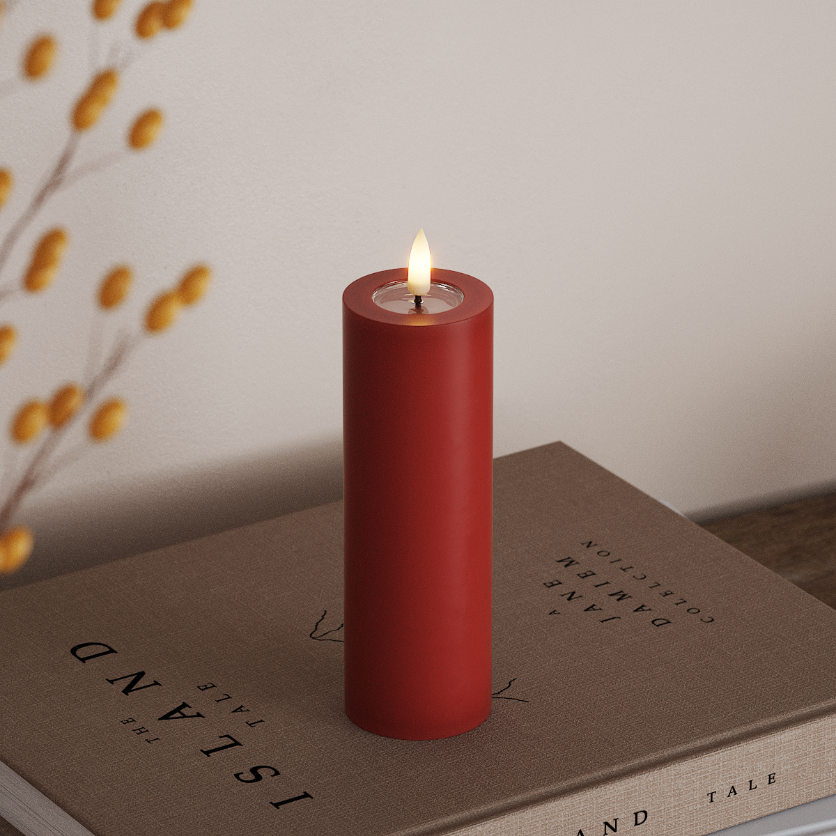 Deluxe Homeart LED Blockljus Ø 5 x 15 cm Röd LED Blockljus 3