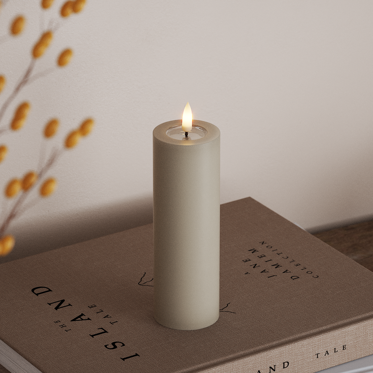 Deluxe Homeart LED Blockljus Ø 5 x 15 cm Sand LED Blockljus 3