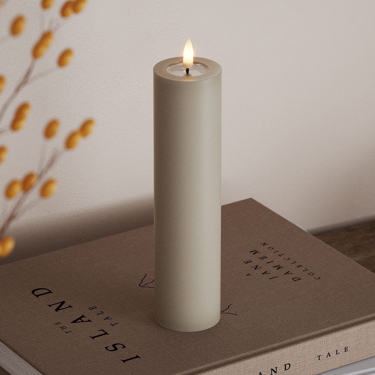 Deluxe Homeart LED Blockljus Ø 5 x 20 cm Sand LED Blockljus 3