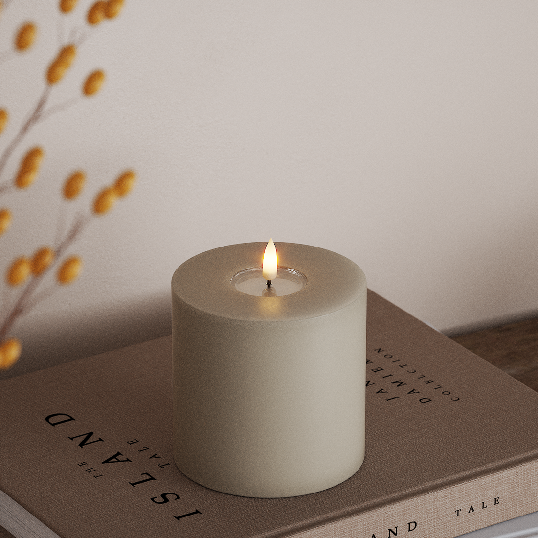 Deluxe Homeart LED Blockljus Ø 10 x 10 cm Sand LED Blockljus 4