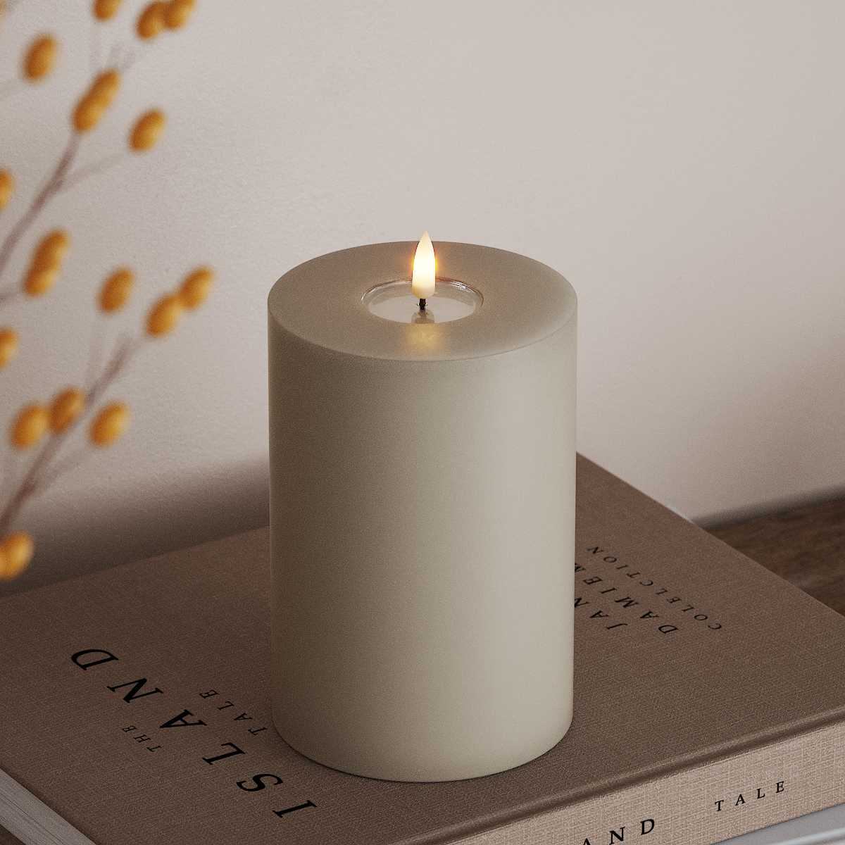 Deluxe Homeart LED Blockljus Ø 10 x 15 cm Sand LED Blockljus 3