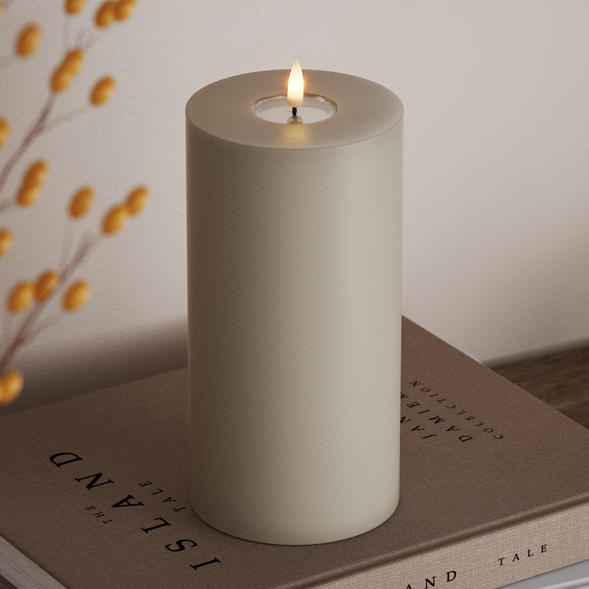 Deluxe Homeart LED Blockljus Ø 10 x 20 cm Sand LED Blockljus 3