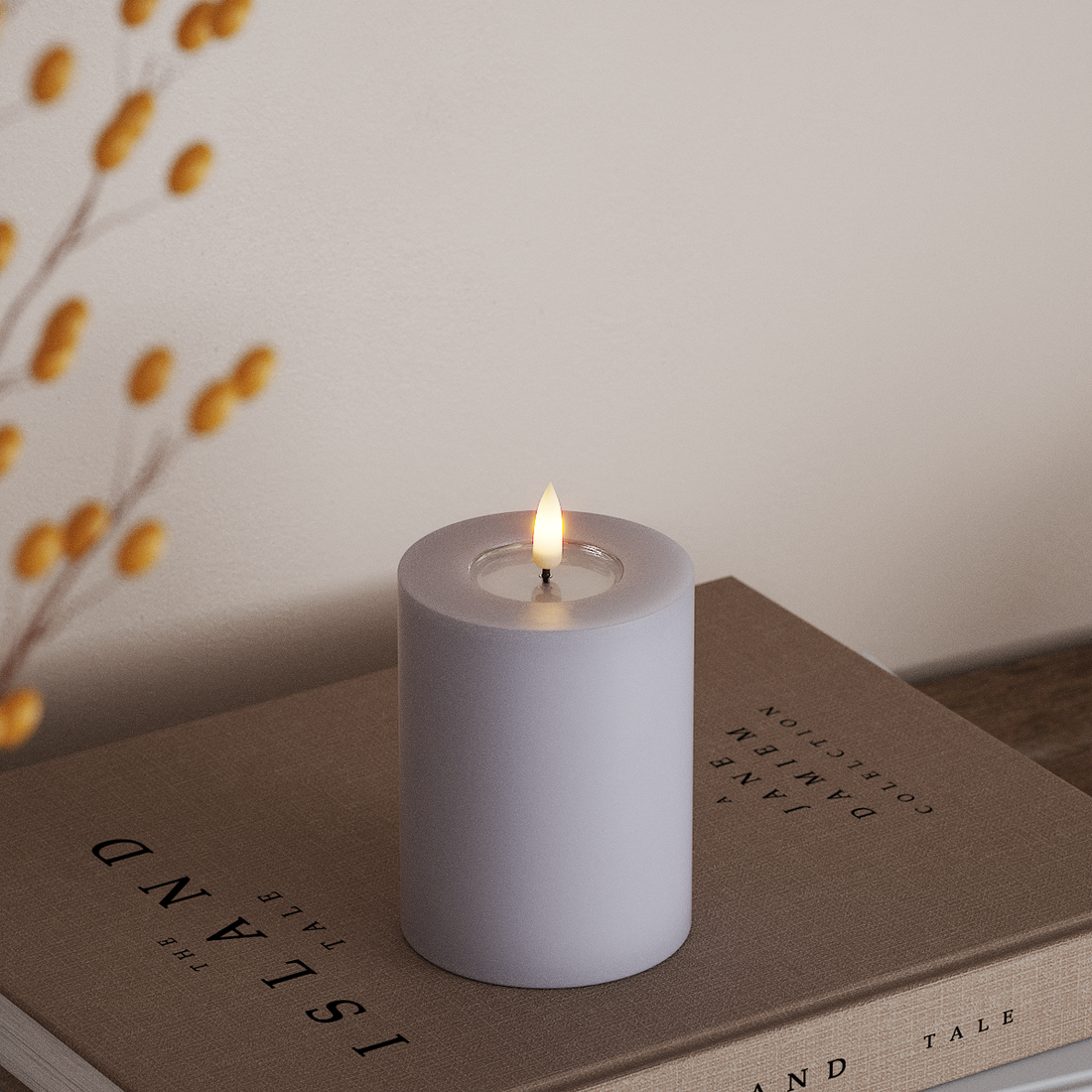 Deluxe Homeart LED Blockljus Ø 7,5 x 10 cm Stövet blå LED Blockljus 4