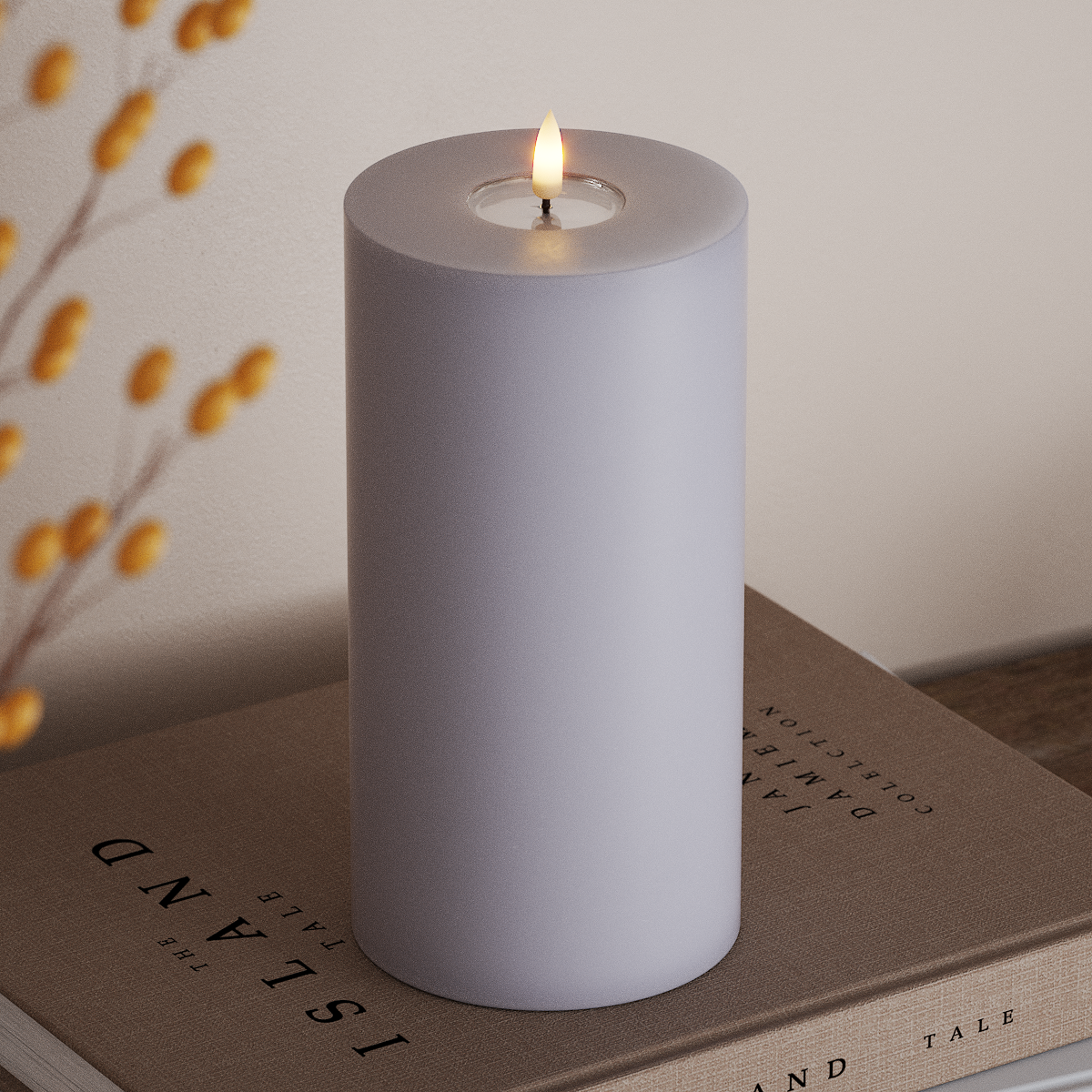 Deluxe Homeart LED Blockljus Ø 10 x 20 cm Stövet blå LED Blockljus 3