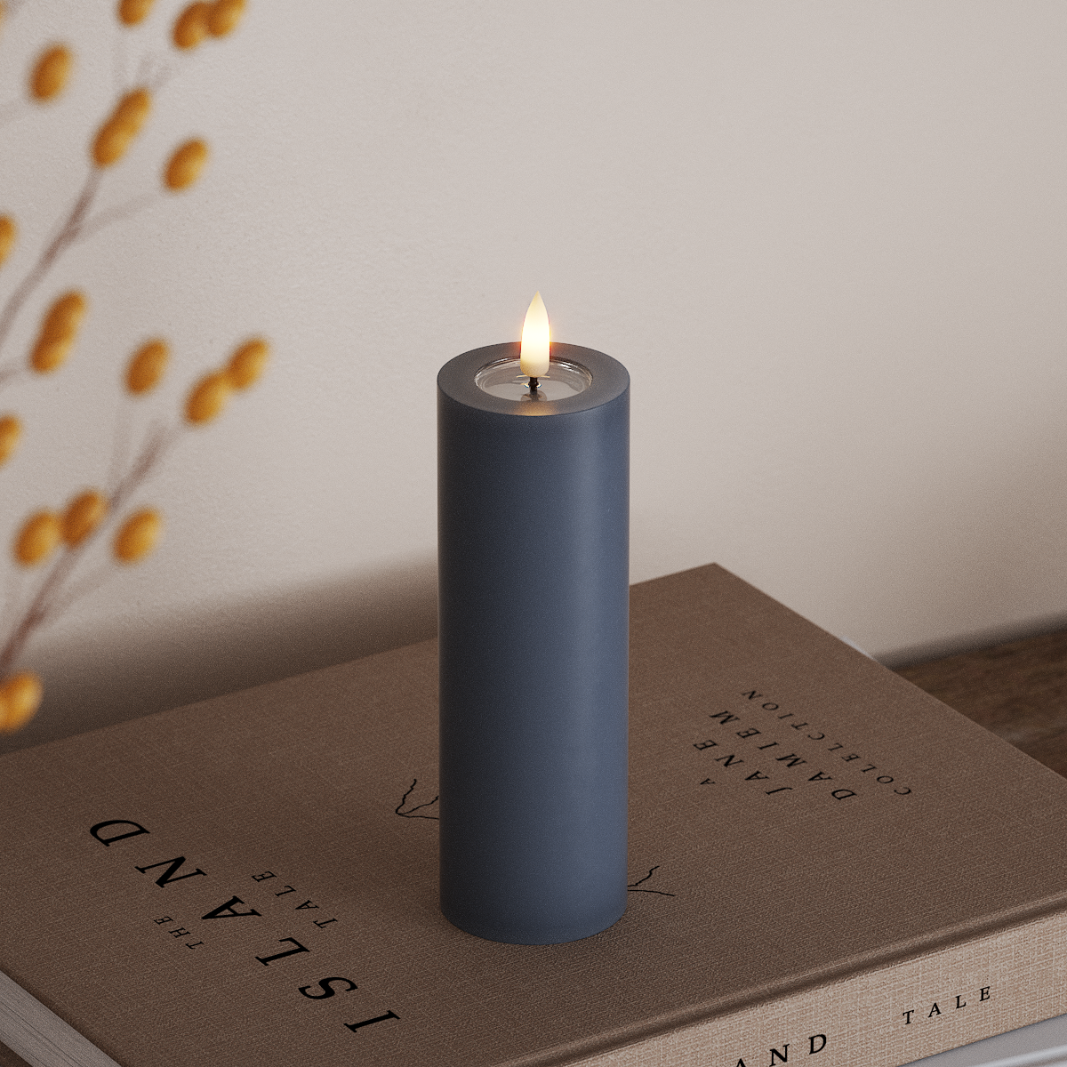 Deluxe Homeart LED Blockljus Ø 5 x 15 cm Isblå LED Blockljus 3