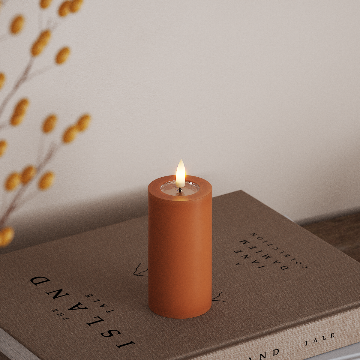 Deluxe Homeart LED Blockljus Ø 5 x 10 cm Orange LED Blockljus 3