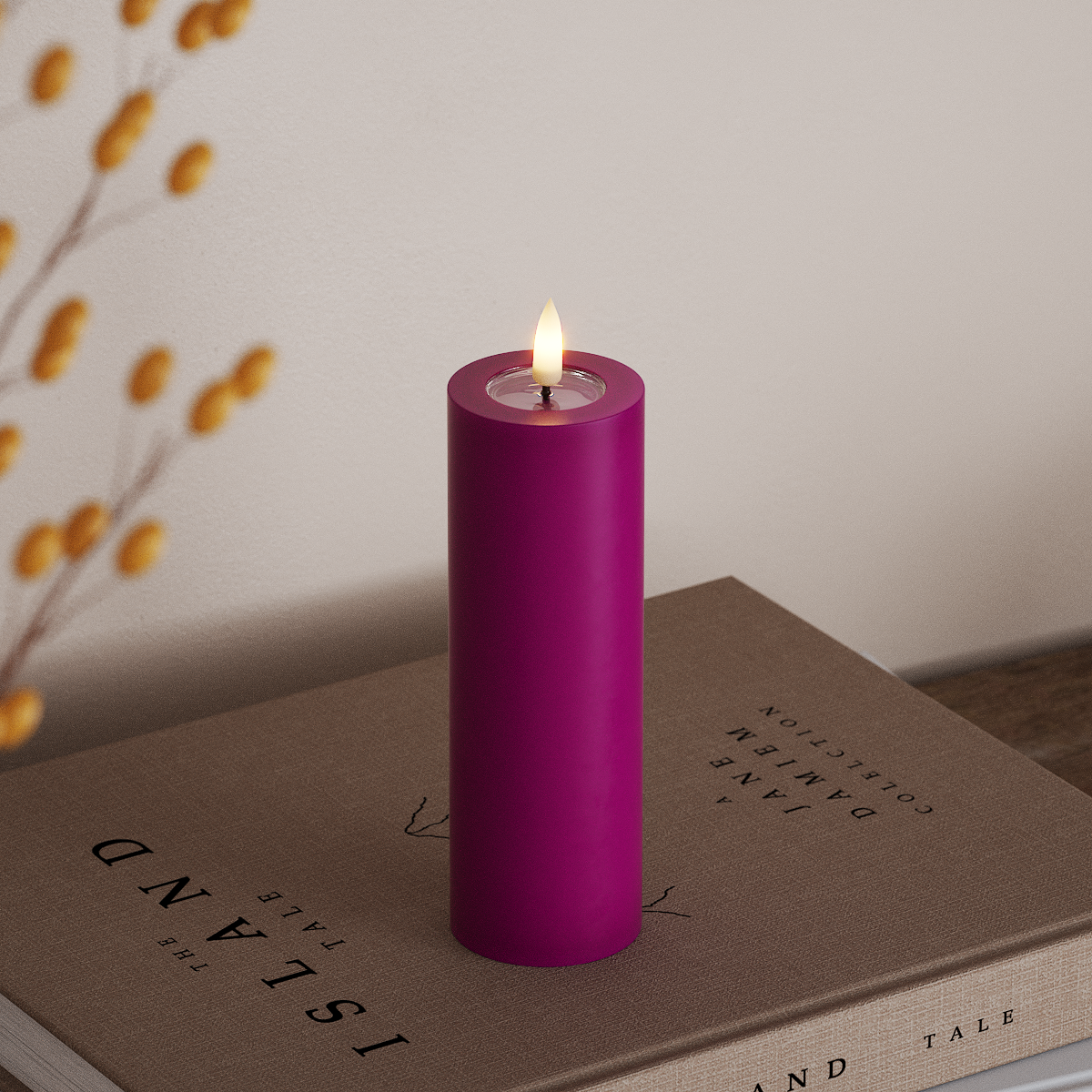 Deluxe Homeart LED Blockljus Ø 5 x 15 cm Violet LED Blockljus 3