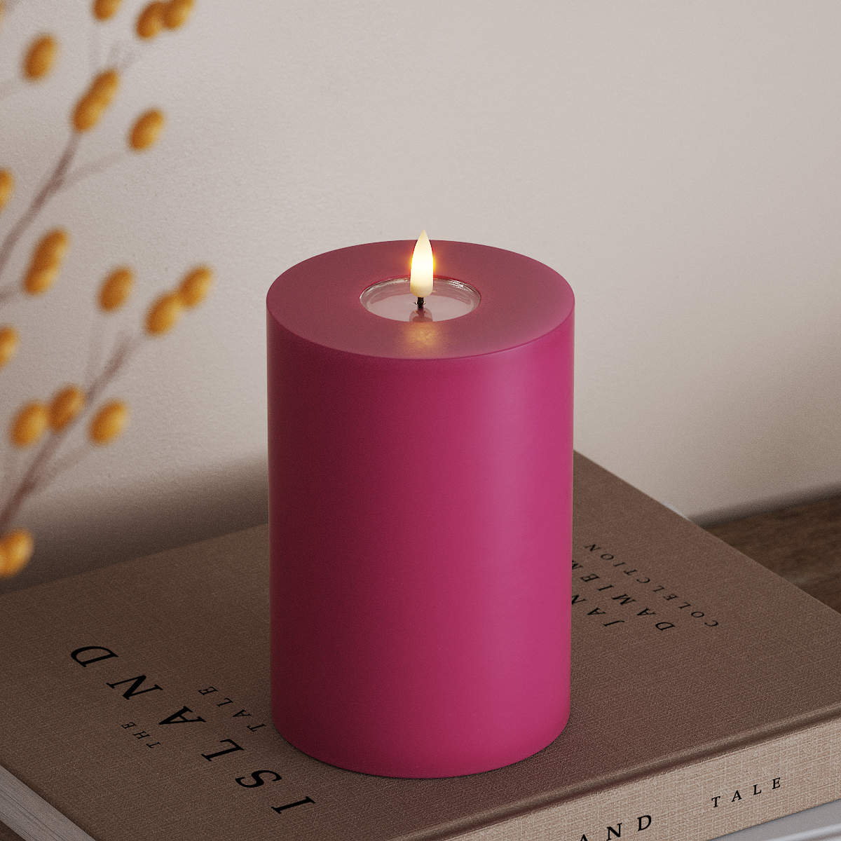 Deluxe Homeart LED Blockljus Ø 10 x 15 cm Magenta LED Blockljus 3