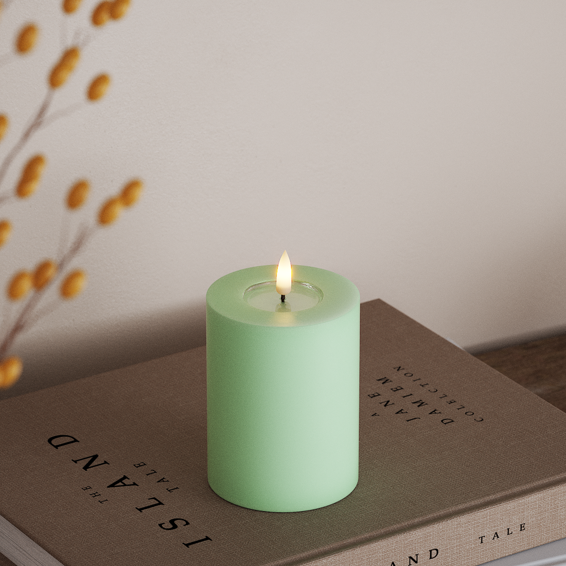 Deluxe Homeart LED Blockljus Ø 7,5 x 10 cm Mint LED Blockljus 4