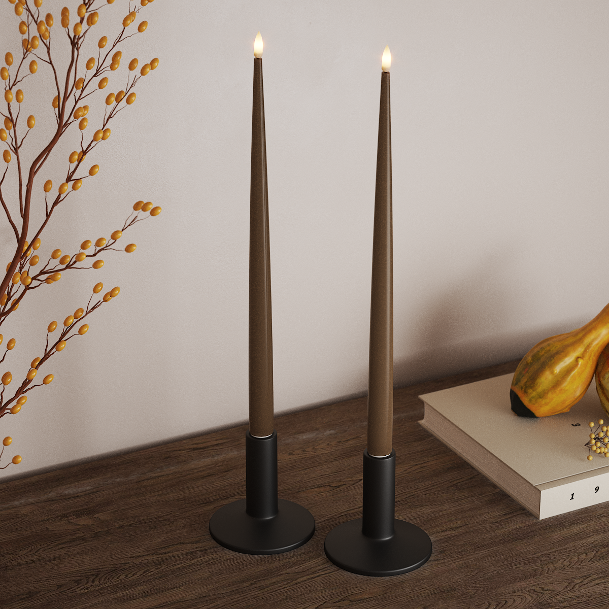 Deluxe Homeart LED Ljus Med Lack med Lack, 2 st 38 cm Karamell LED Ljus Med Lack 3