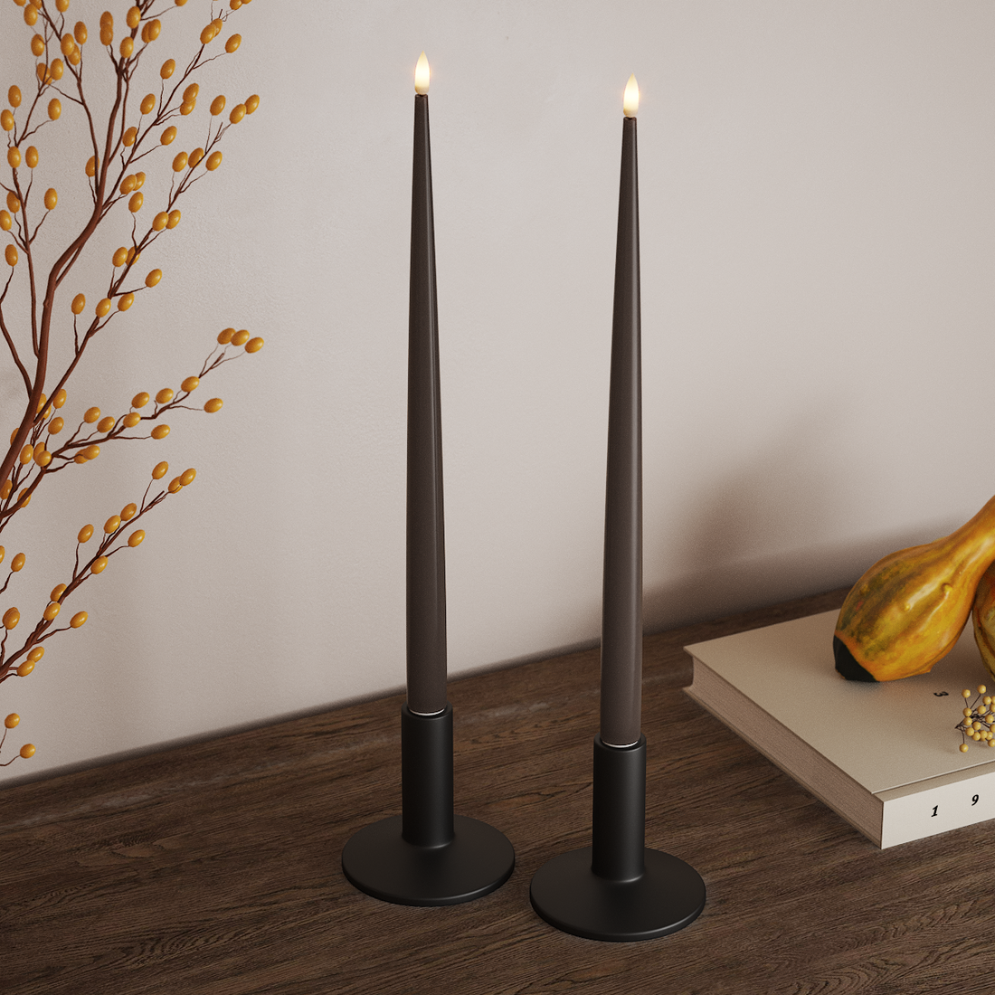 Deluxe Homeart LED Ljus Med Lack med Lack, 2 st 38 cm Mocca LED Ljus Med Lack 4