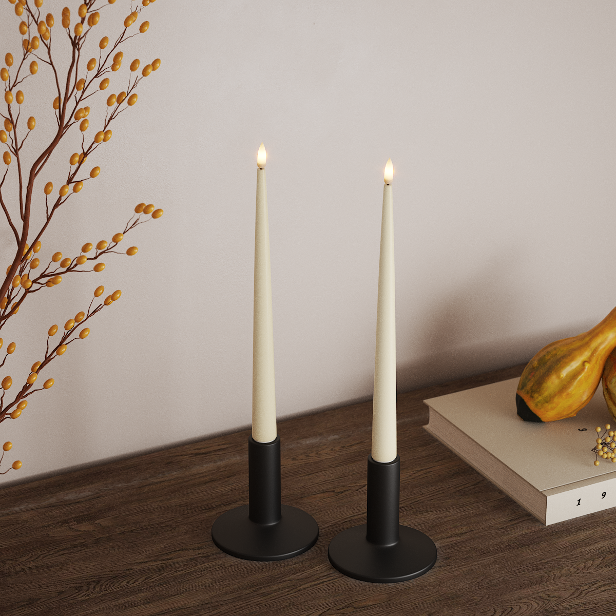 Deluxe Homeart LED Ljus Med Lack med Lack, 2 st 28 cm Kräm LED Ljus Med Lack 3