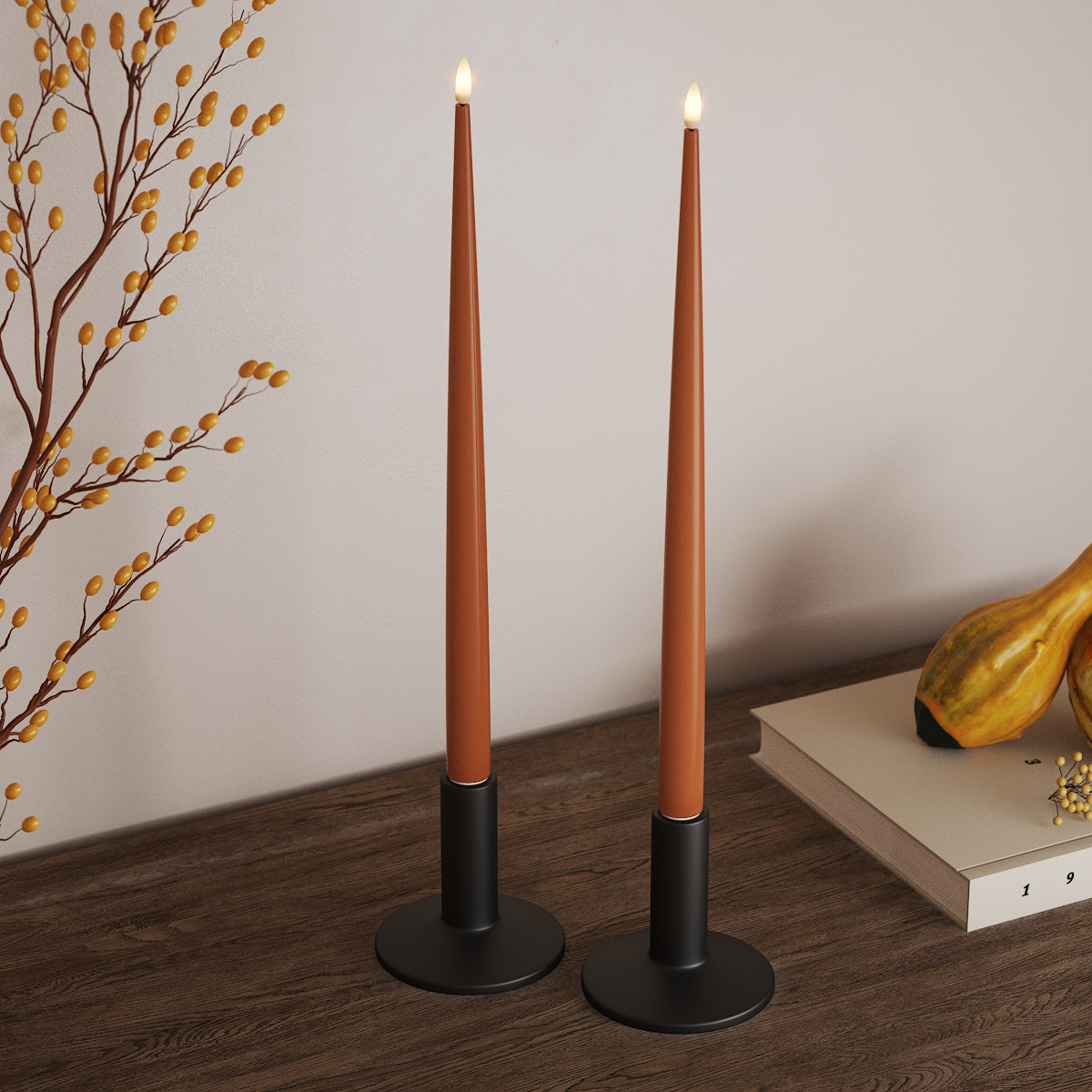 Deluxe Homeart LED Ljus Med Lack med Lack, 2 st 38 cm Orange LED Ljus Med Lack 3