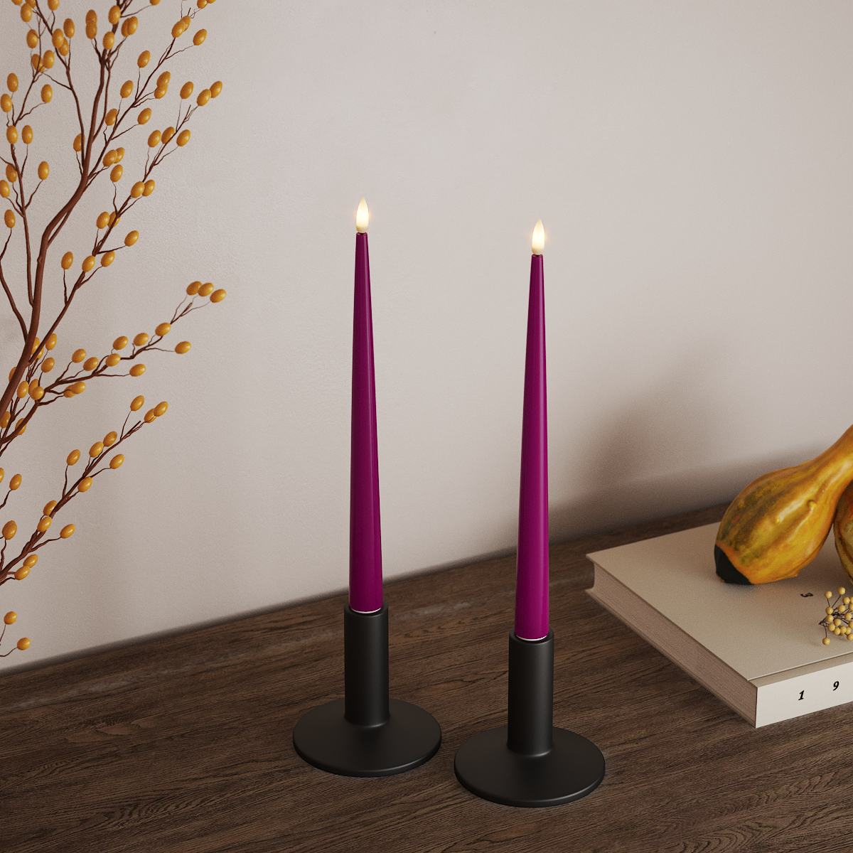 Deluxe Homeart LED Ljus Med Lack med Lack, 2 st 28 cm Violet LED Ljus Med Lack 3