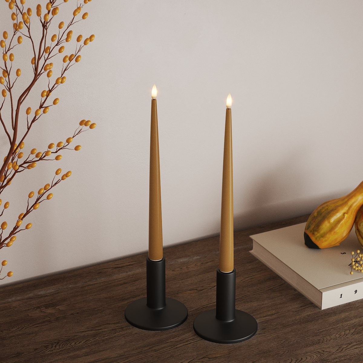 Deluxe Homeart LED Ljus Med Lack med Lack, 2 st 28 cm Curry LED Ljus Med Lack 3