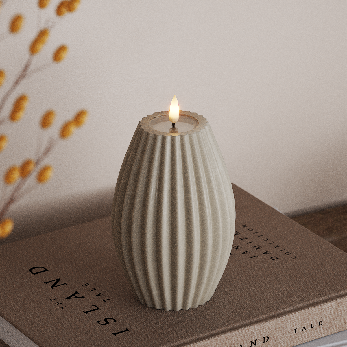 Deluxe Homeart LED Rilleljus D 10 x H 15 cm Sand LED Rilleljus 3