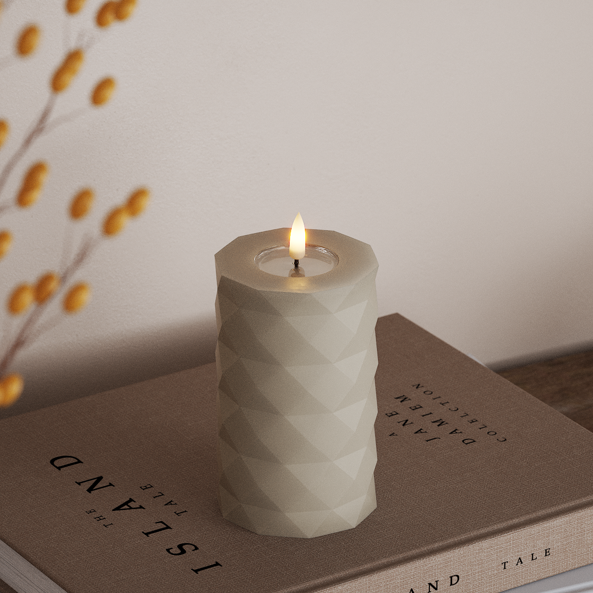 Deluxe Homeart Square LED Blockljus Ø 7,5 x 12,5 cm Sand LED Square 3