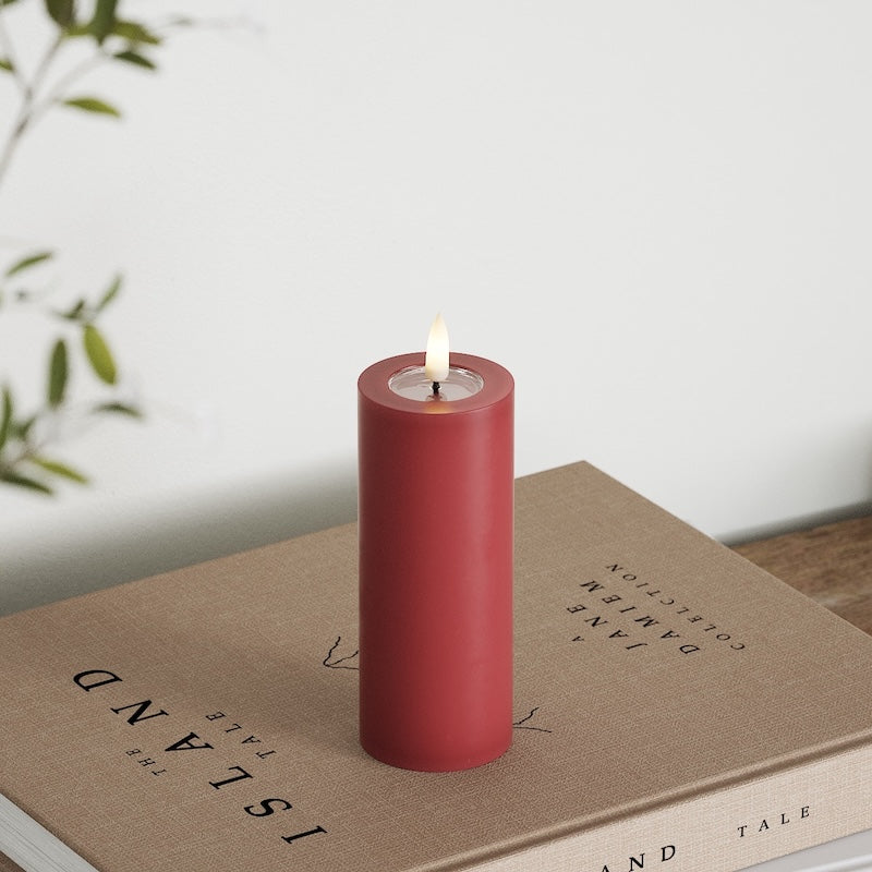 Deluxe Homeart LED Blockljus Ø 5 x 12,5 cm Bordeaux