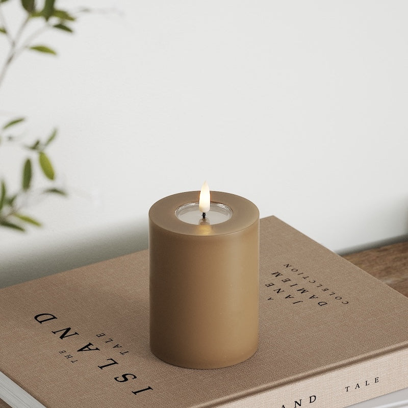 Deluxe Homeart LED Blockljus Ø 7,5 x 10 cm Karamell