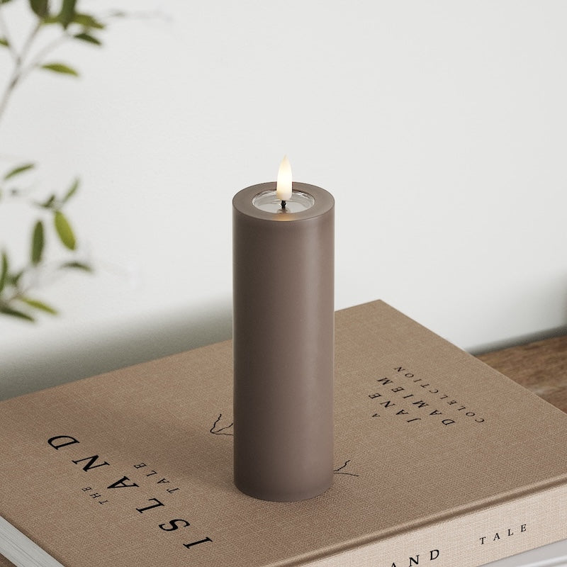 Deluxe Homeart LED Blockljus Ø 5 x 15 cm Mocca