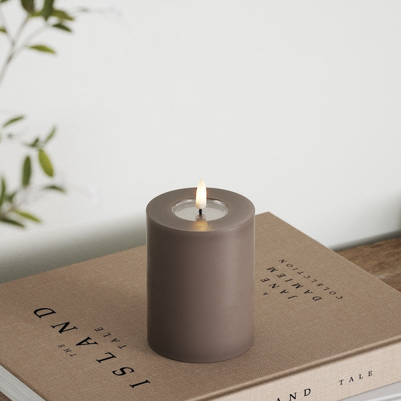 Deluxe Homeart LED Blockljus Ø 7,5 x 10 cm Mocca