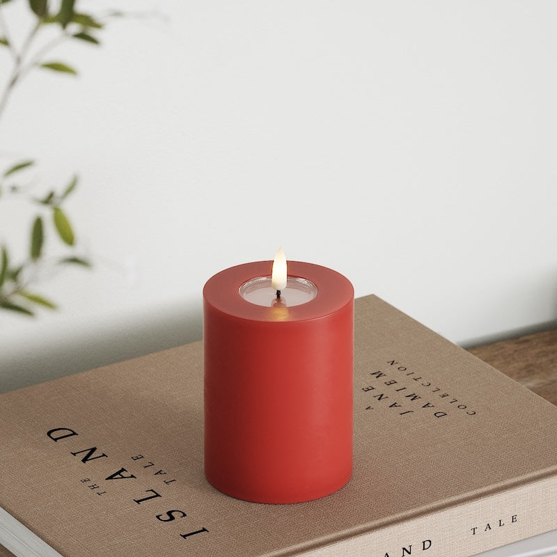 Deluxe Homeart LED Blockljus Ø 7,5 x 10 cm Röd