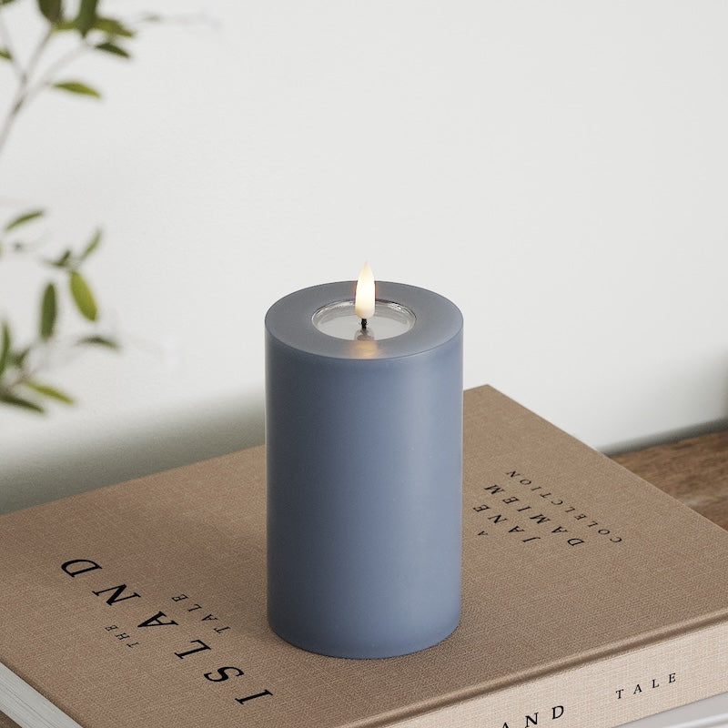 Deluxe Homeart LED Blockljus Ø 7,5 x 12,5 cm Isblå