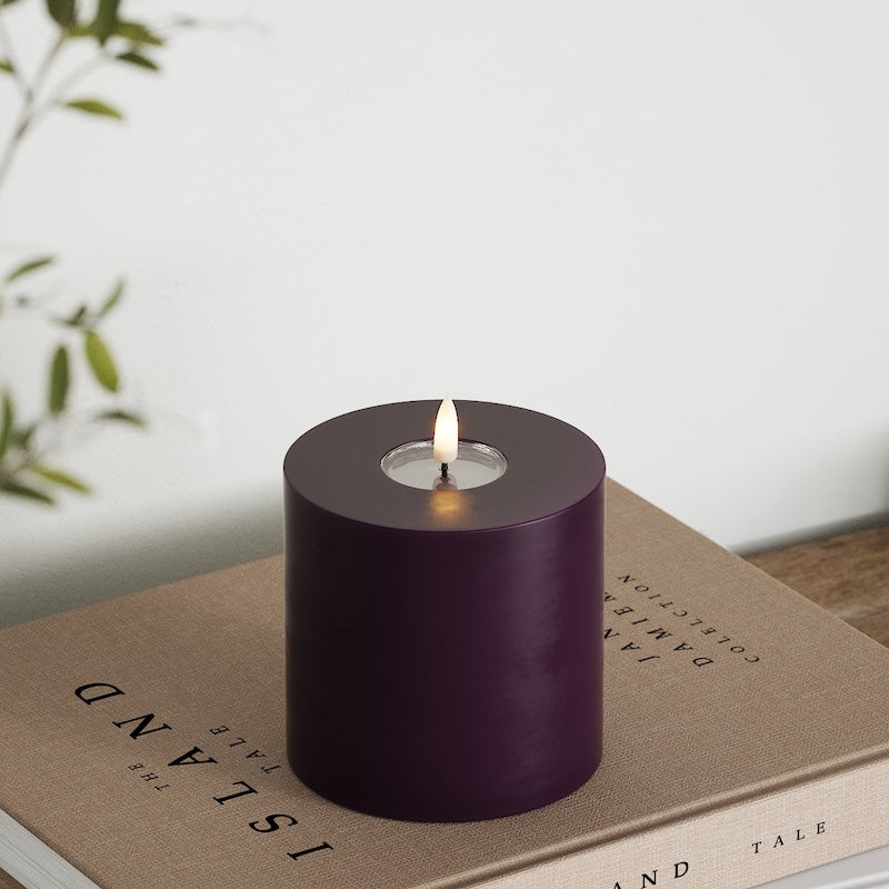 Deluxe Homeart LED Blockljus Ø 10 x 10 cm Mörklila